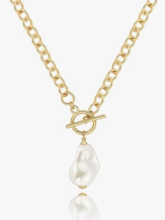 Anthropologie Jewelry - Gold Freshwater Pearl Necklace